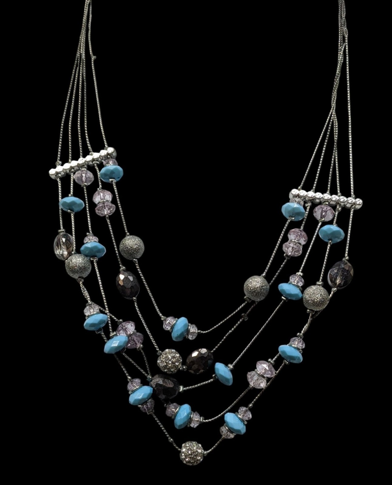 INC International Concepts Glam Blue And Silver Tone Layered Necklace