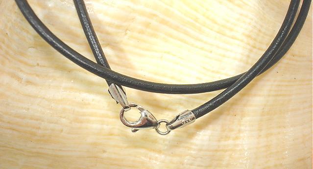 2mm Genuine Black Leather Cord Solid 925 Sterling Silver Clasp Necklace 16″-20″