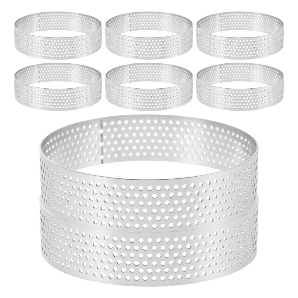 8Pcs Reusable Stainless Steel Cake Rings for Baking Round Pastry Mold Silver