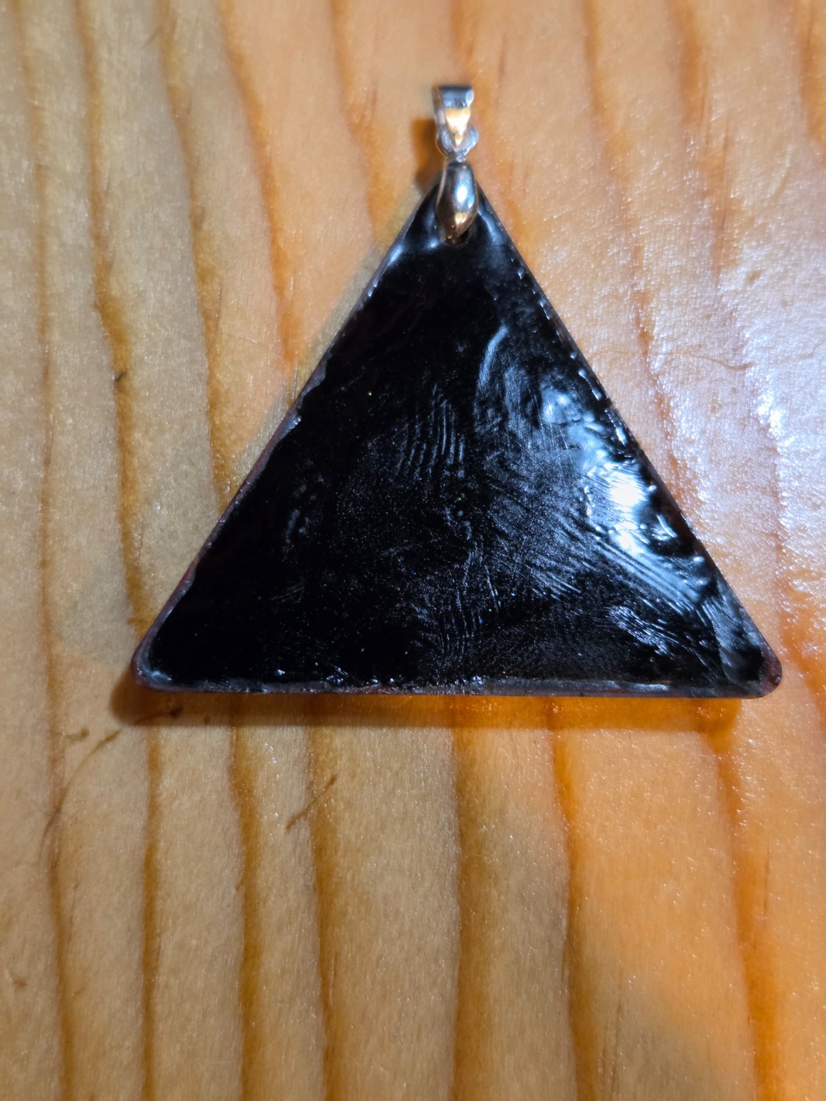 Handmade Purple Silver Cosmic Petri Resin Triangle Necklace N098