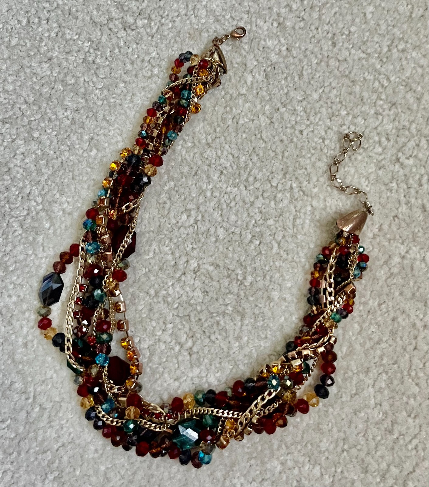 Jeweled Necklace, Layers, Gemstone Statement Jewel