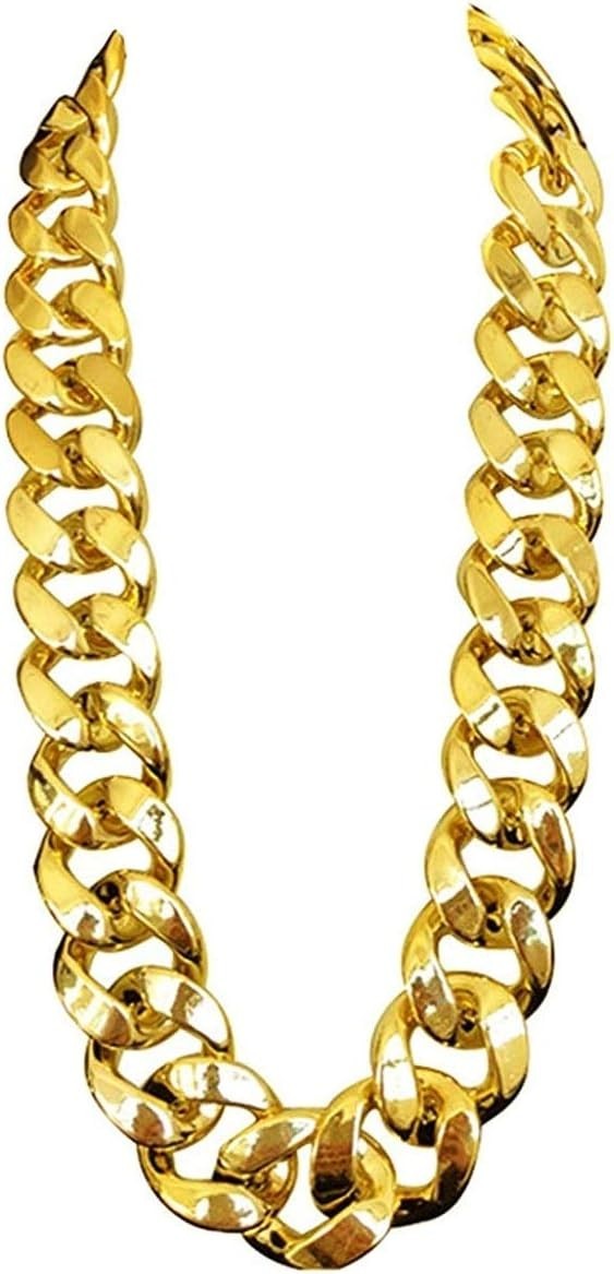 Lightweight Gold Plastic Hip Hop Chain Necklace – Available in 32, 36, 40 Inch