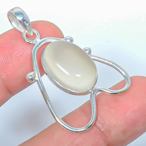 Natural Chalcedony – Brazil Gemstone 925 Silver Plated Pendant 1.76″ P7352-29