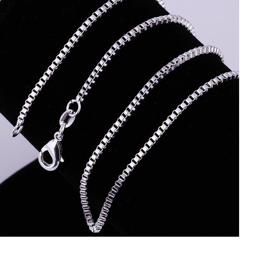Box Chain Necklace in 925 Sterling Silver / HypoAllergenic Multiple Length/Width