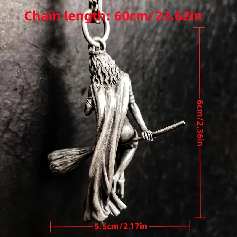 Broom Witch Necklace Jewelry Vintage-Silvery Magic Sexy Pendant