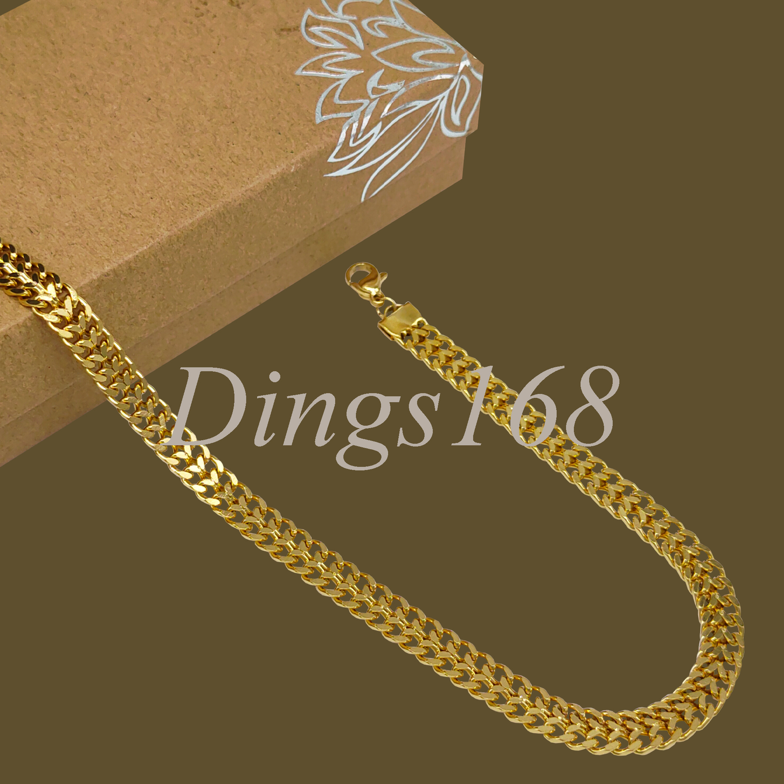 18K Yellow Gold Filled Hypoallergenic 6mm Wide 2-Layer Cuban Curb Chain Necklace