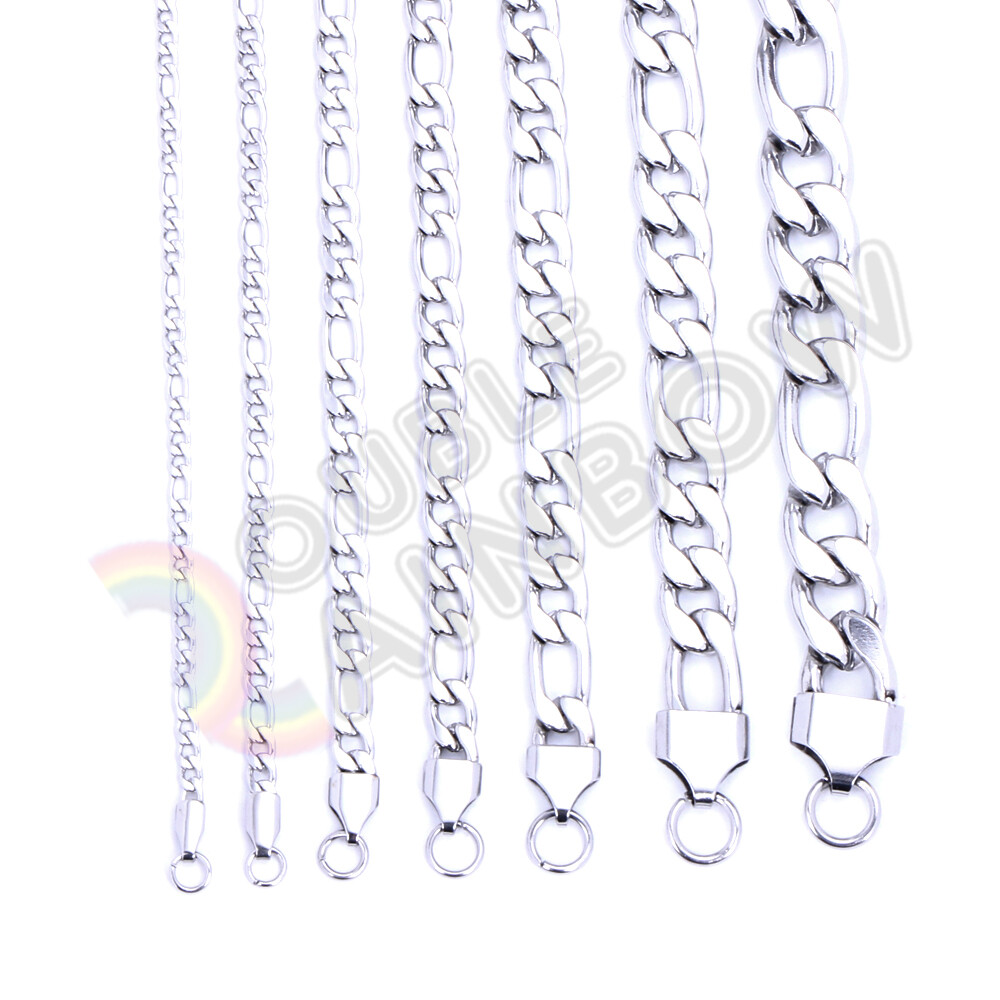 18-36 inches Men Women’s Stainless Steel Figaro Chain Necklace 3mm-12mm