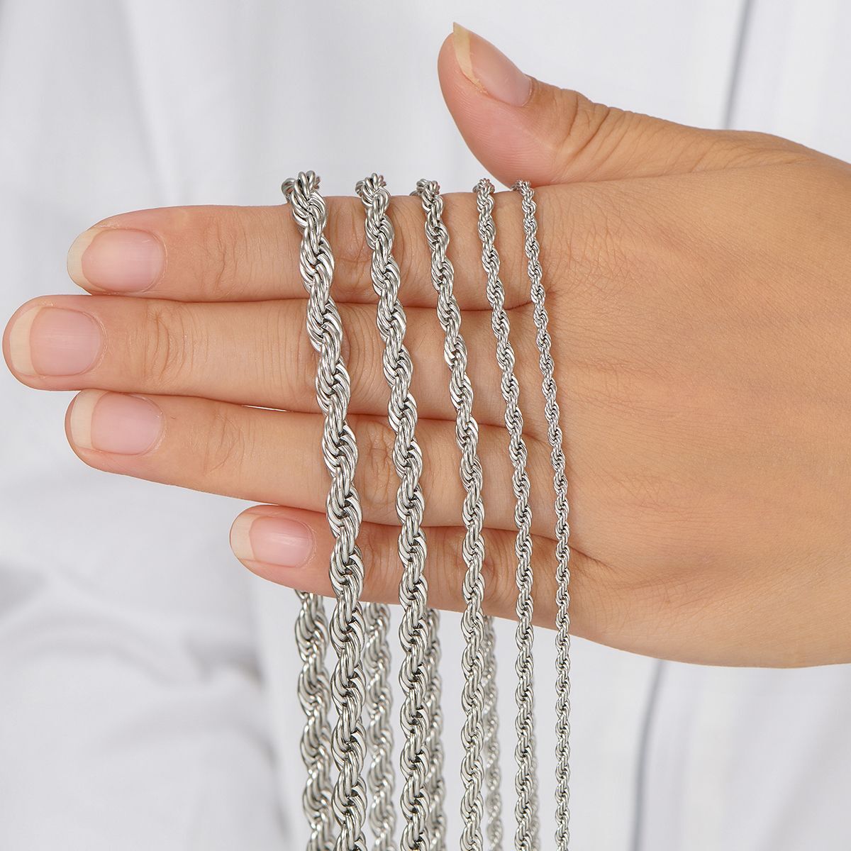 Twisted Rope Chain – 6MM Stainless Steel Necklace 30Inc Women Fashion Jewelry