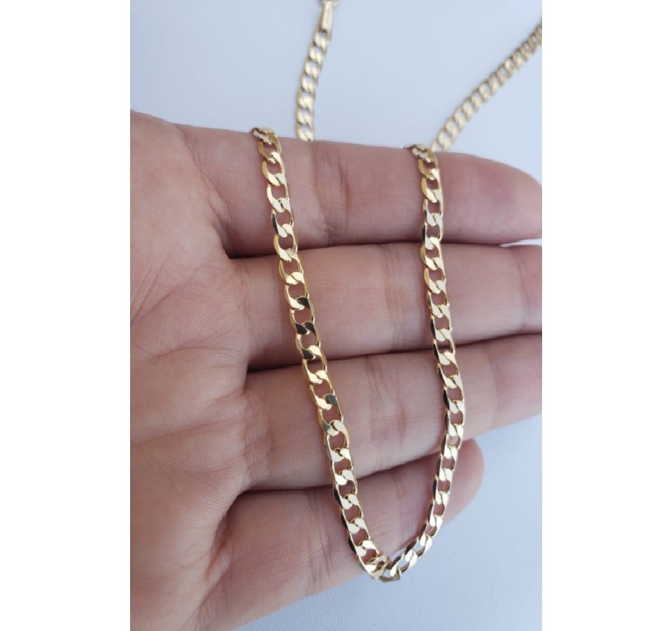 18K Yellow Gold Filled Nickel/Lead Free 4mm Cuban Curb Link Chain Necklace R819G