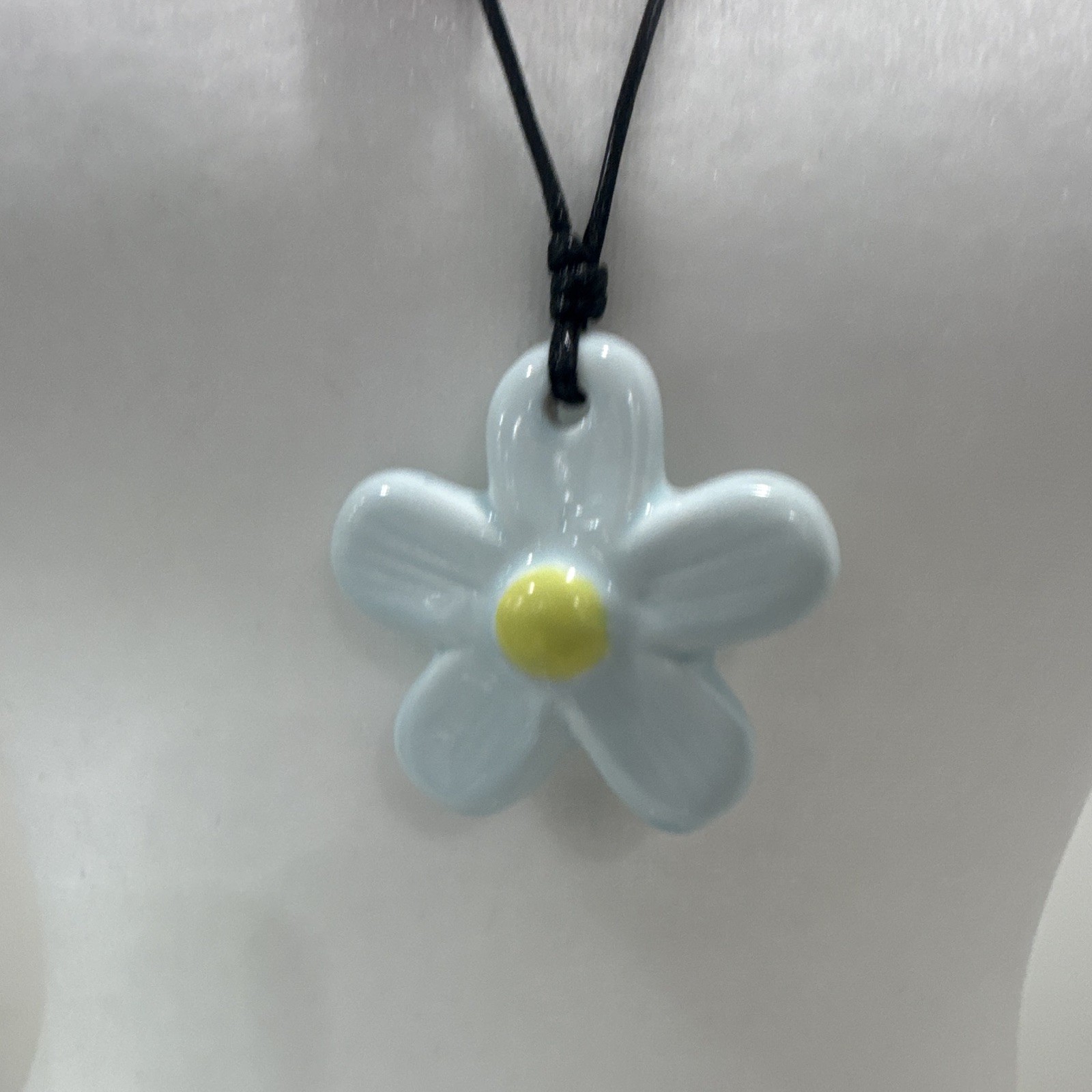 Multicolor Glass Beaded Necklace Flower Charm Pendant Cord Tie Adjustable