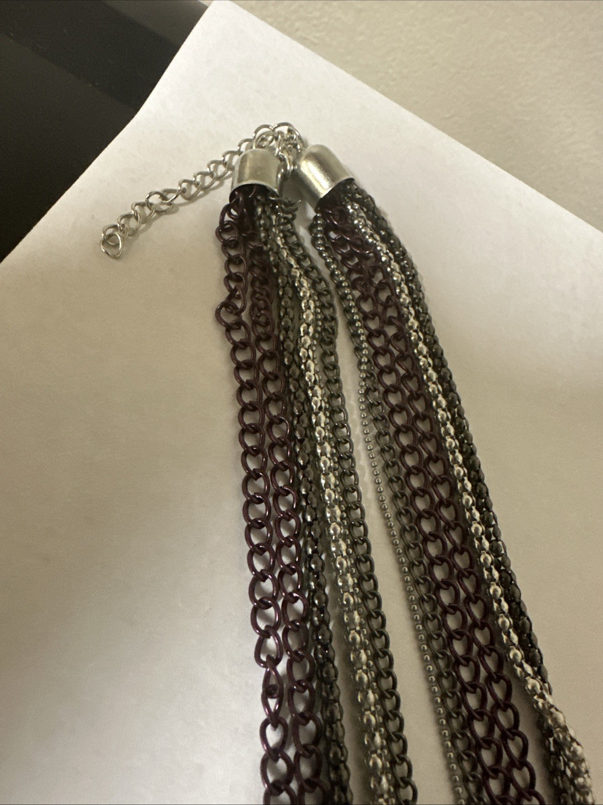 Paparazzi Necklace- Colorful Calamity- Purple Silver Black- Multiple Chains