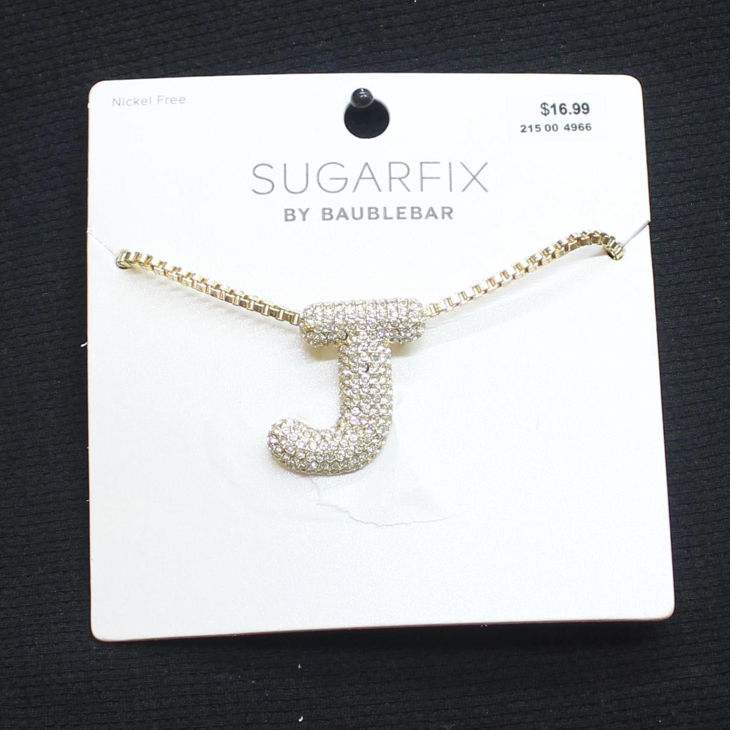 Sugarfix By Baublebar Chain Initial “J” Statement Necklace Gold / Clear 19″