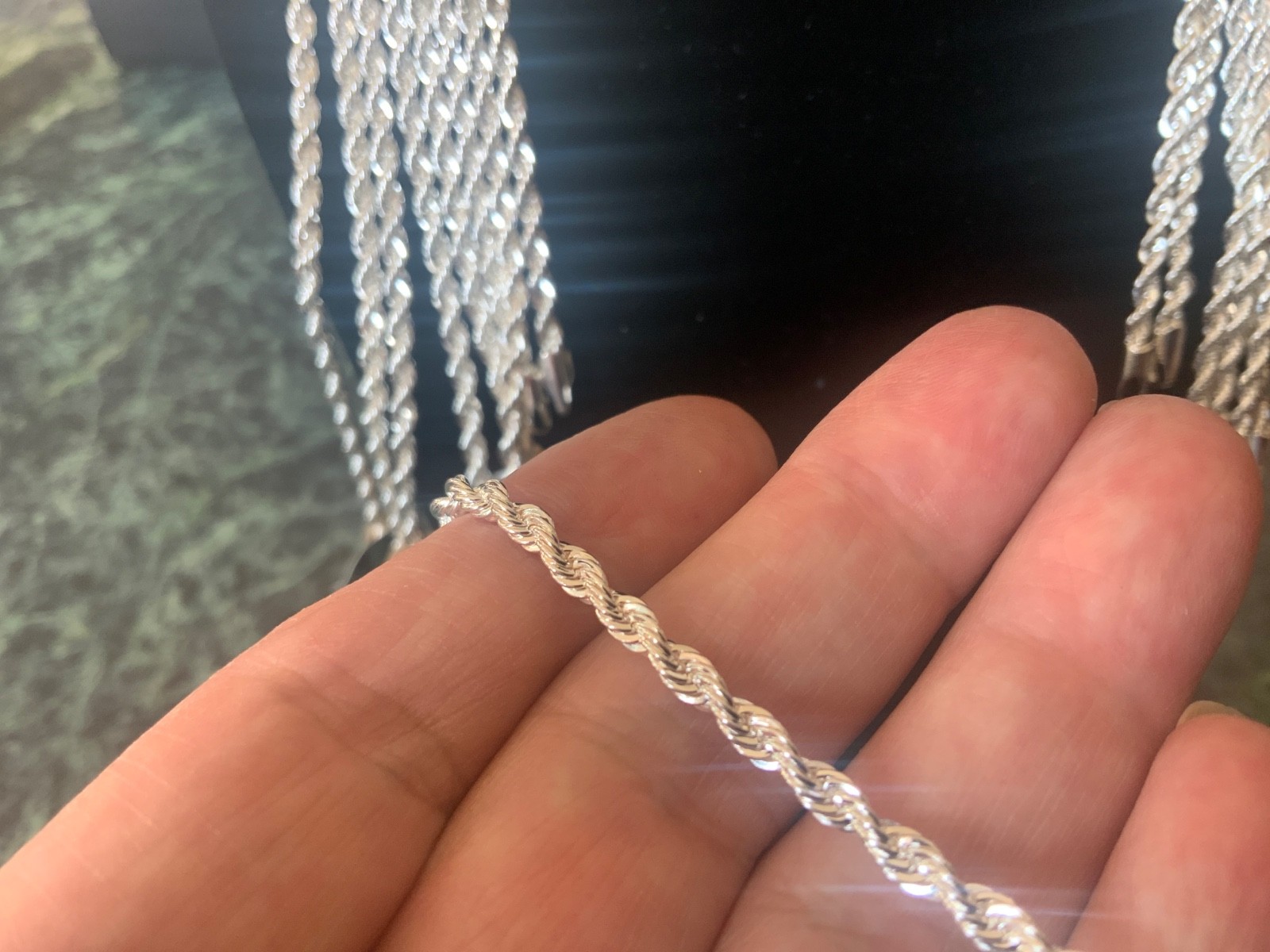 Silver Rope bracelet 7” – Long Lasting Silver Plated – 3mm wide