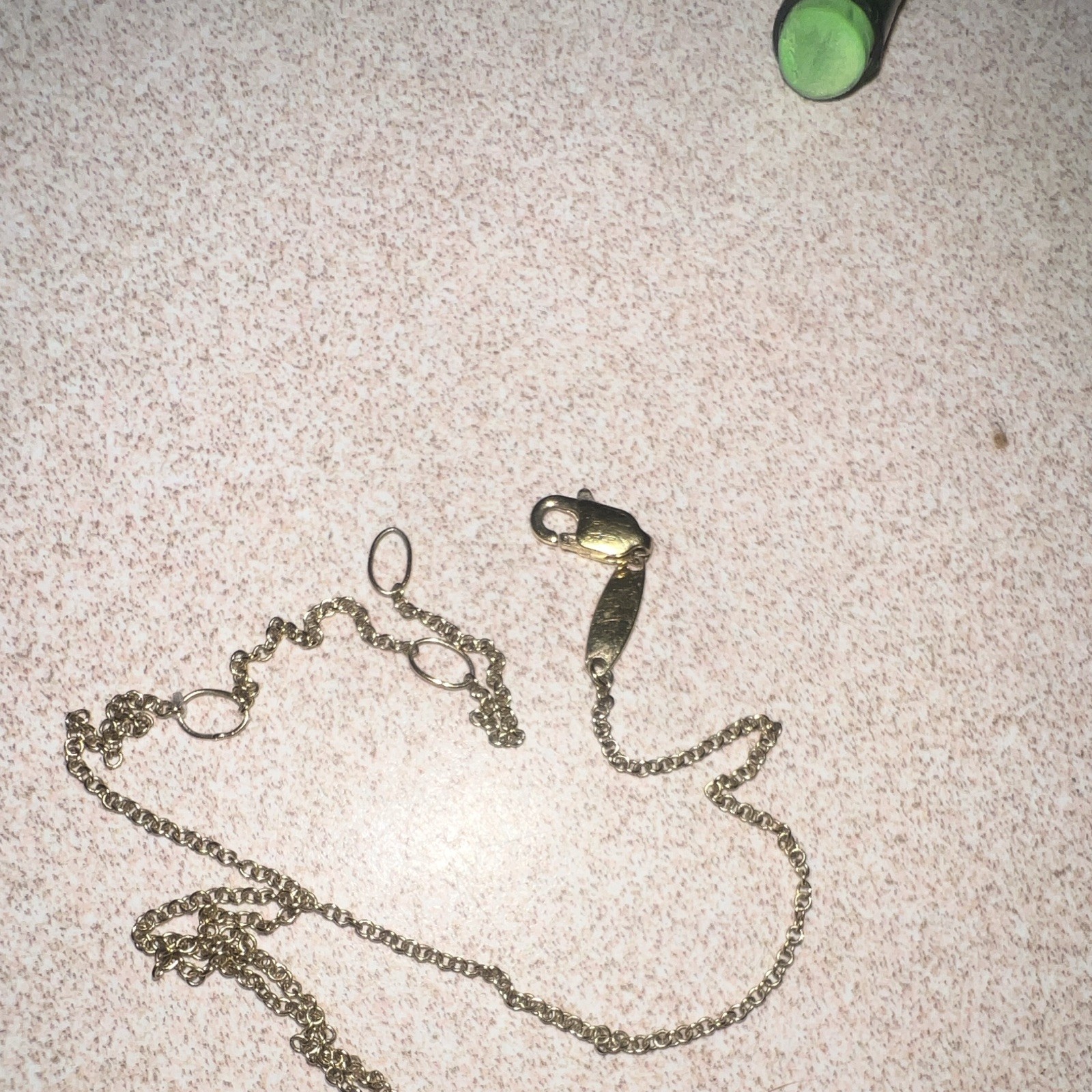 Gold Tone Cable Chain Necklace with Engraved Round Letter Charm Pendant