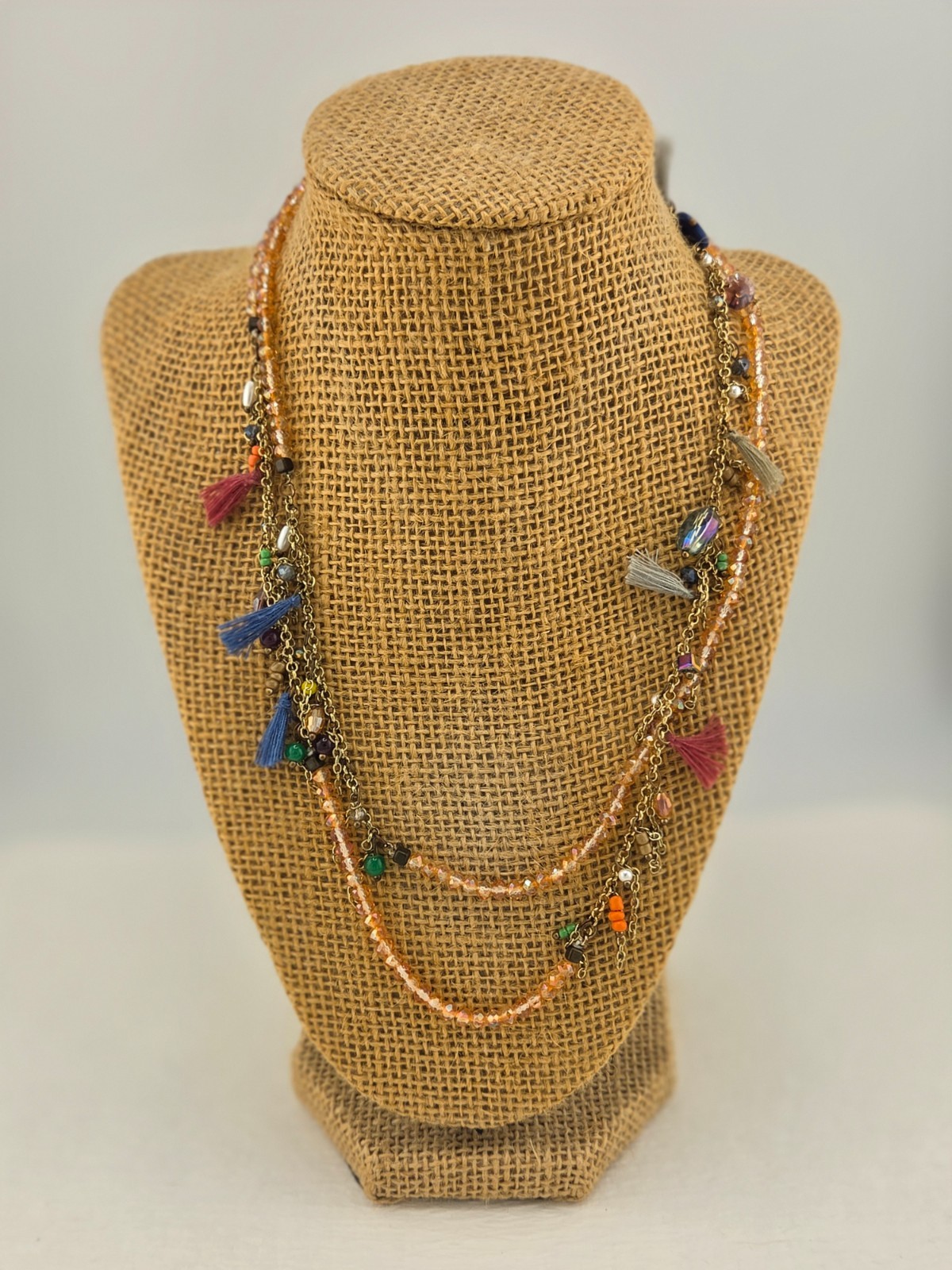 Beautiful Boho Long Tassel and Bead Necklace