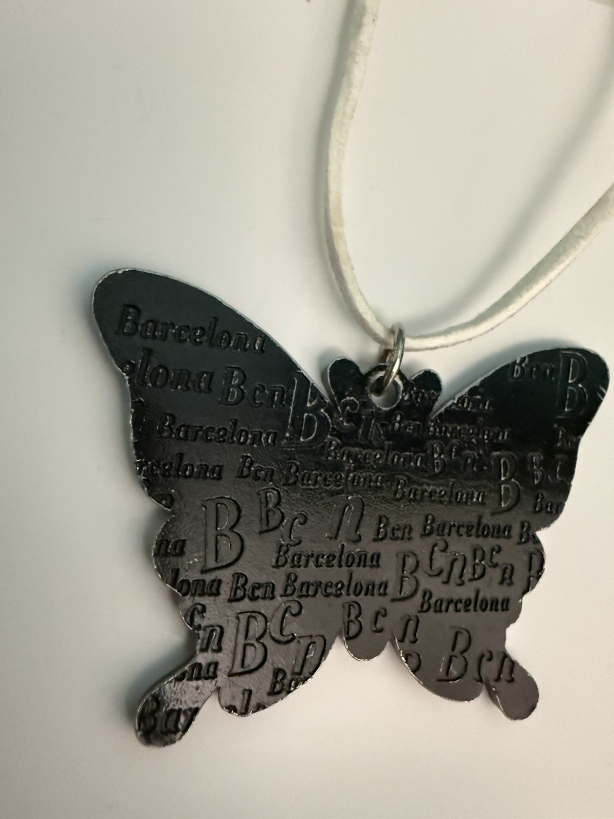 Barcelona Spain Butterfly Pendant Necklace Gaudi Mosaic Enamel Souvenir Cord
