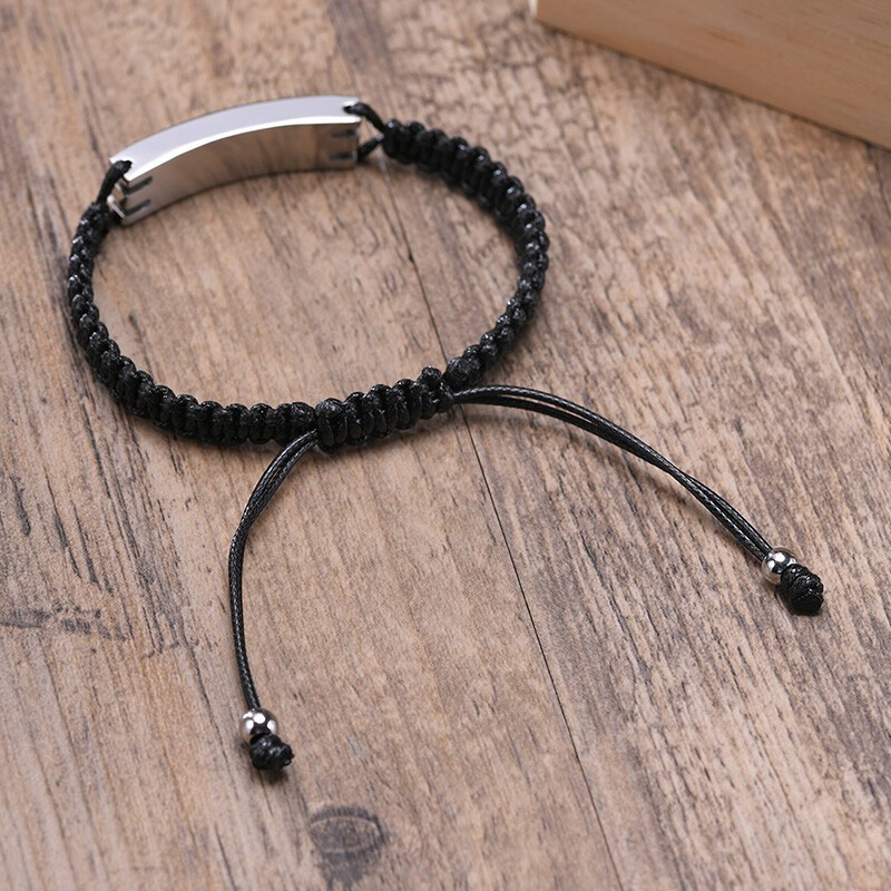 Braided Rope Men Bracelet Ash Urn Memorial Cremation String “Always In my Heart”