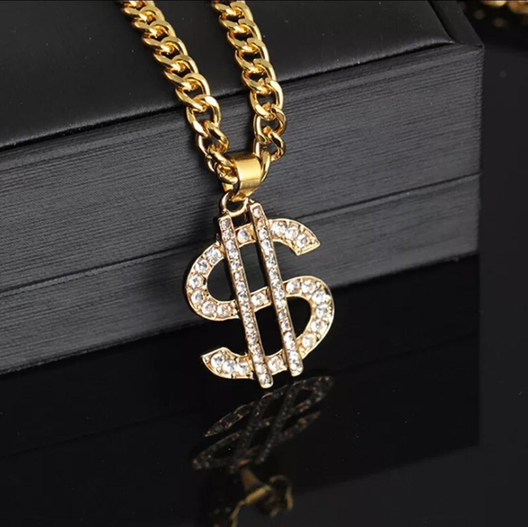 Hip Hop Fashion Chain Dollar Pendant Necklace Bling 95-1