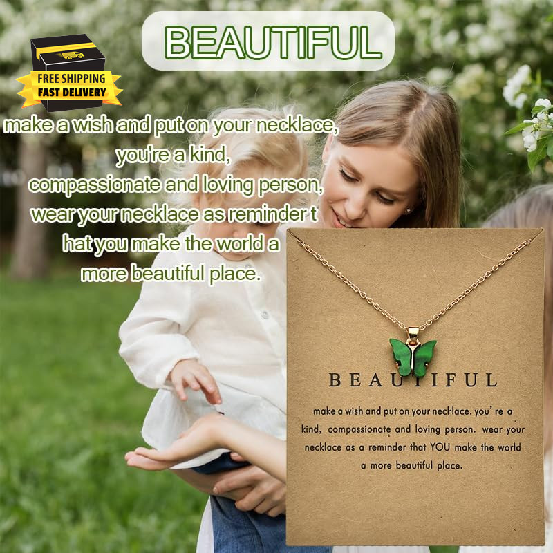 Christmas Birthday Gifts for Women Girls Butterfly Pendant Necklaces for Friends