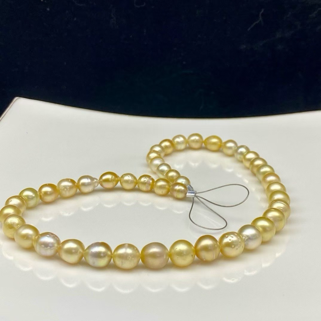 7.2-9.8 mm natural baroque gold south sea pearl necklace