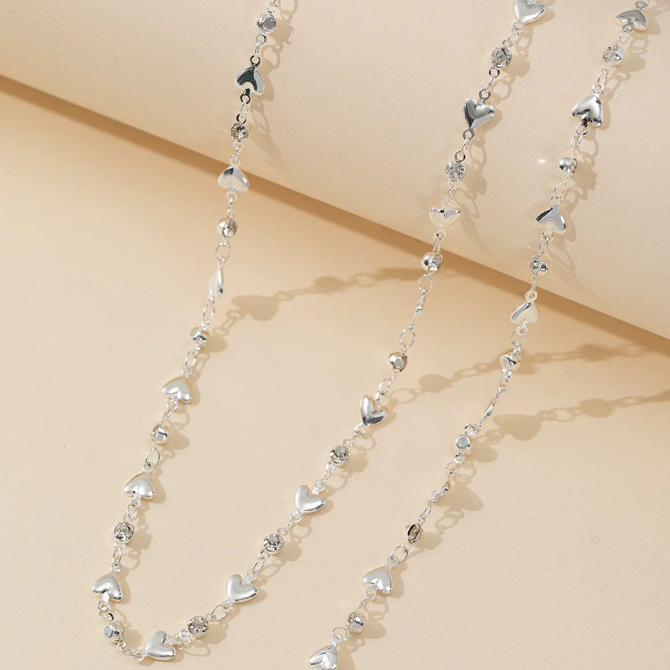 Trendy Gold Silver Color Glass Long Y-Shaped Necklace Metal Collarbone Chain
