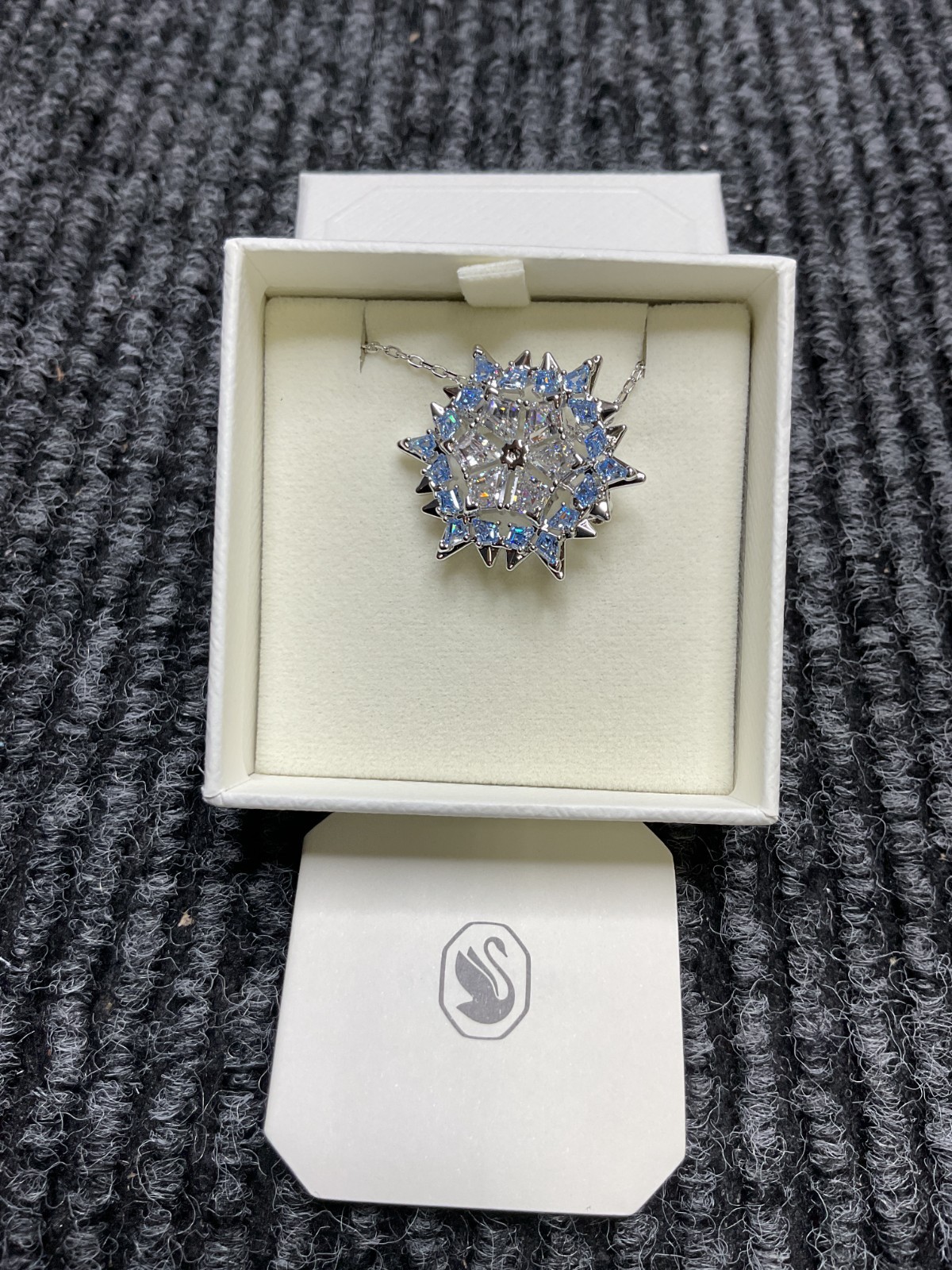 Swarovski Zirconia Magic Pendant & Brooch Snowflake, Blue Rhodium Plated 5737619