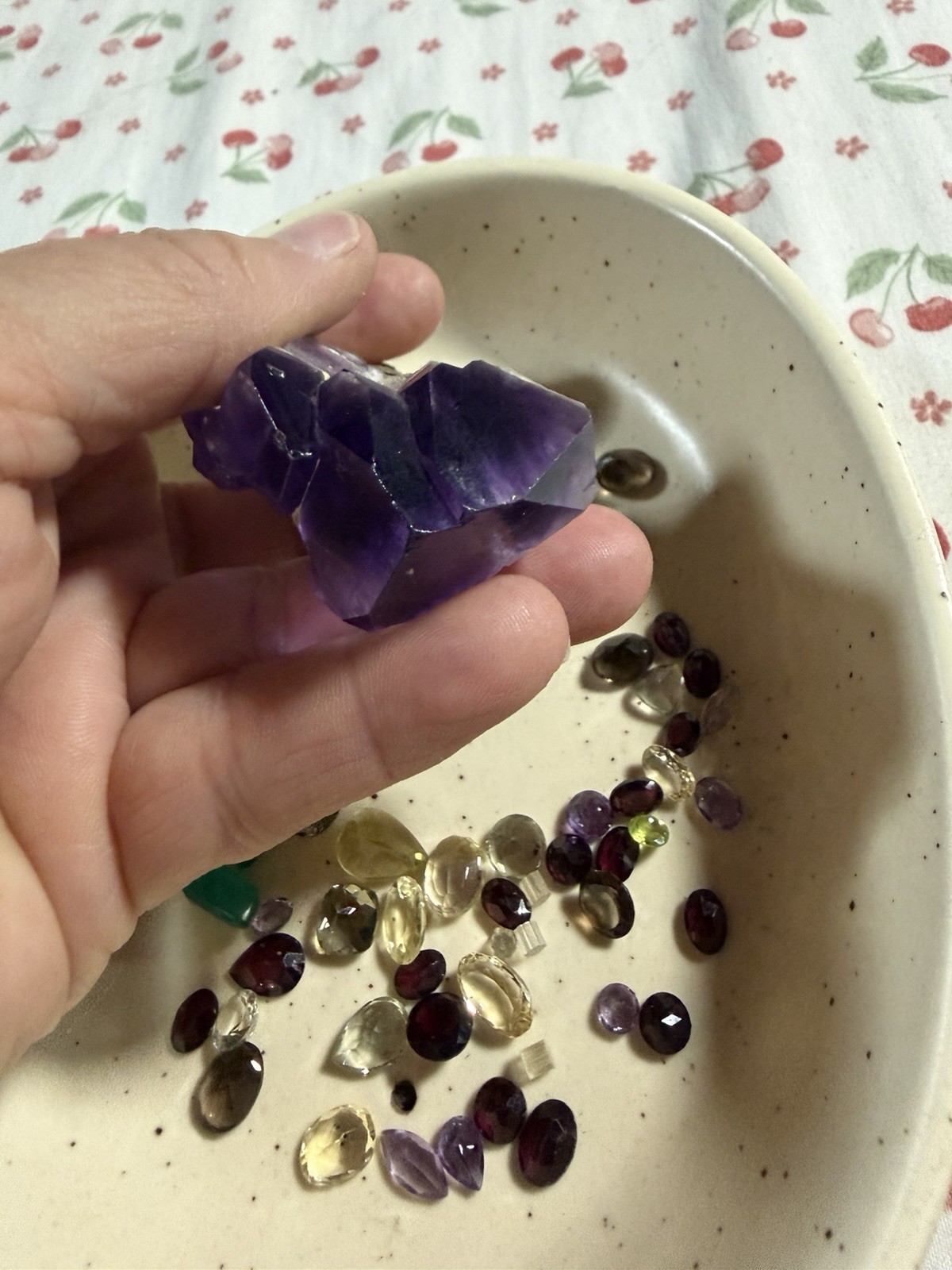 Purple Amethyst Rough Irregular Crystal Point Pendant Charm w/ Silver-Tone Cap