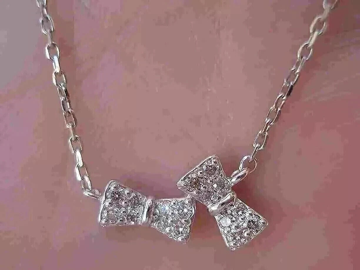 2Ct Round Simulated Diamond Women Stunning Amulet Pendant 14K White Gold Plated