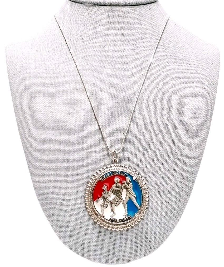 Patriotic Spirt of 76 Pendant on 925 Chain SEE DESCRIPTION Free Ship!