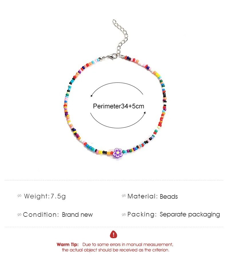 Bohemian multicolor Handmade Beaded Necklace casual jewelry For Women Y2K Style
