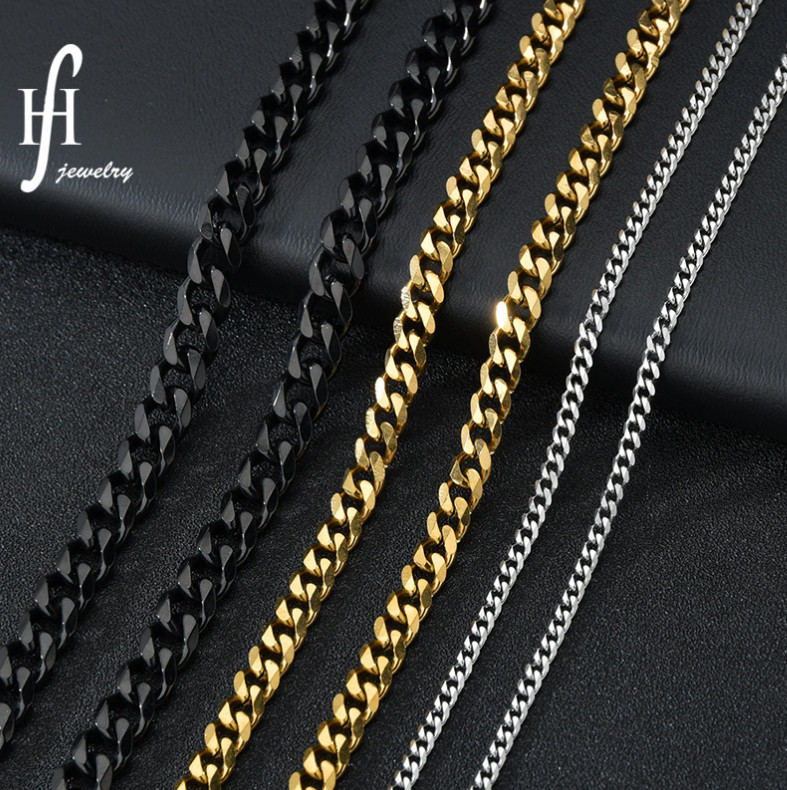 Men Women Gold Silver Stainless Steel 2/3/5/7mm Cuban Curb Chain Necklace 16-36″