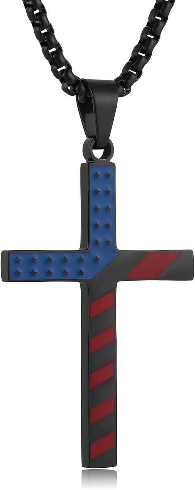 American Flag Patriotic Cross Religious Jewelry Pendant Necklace