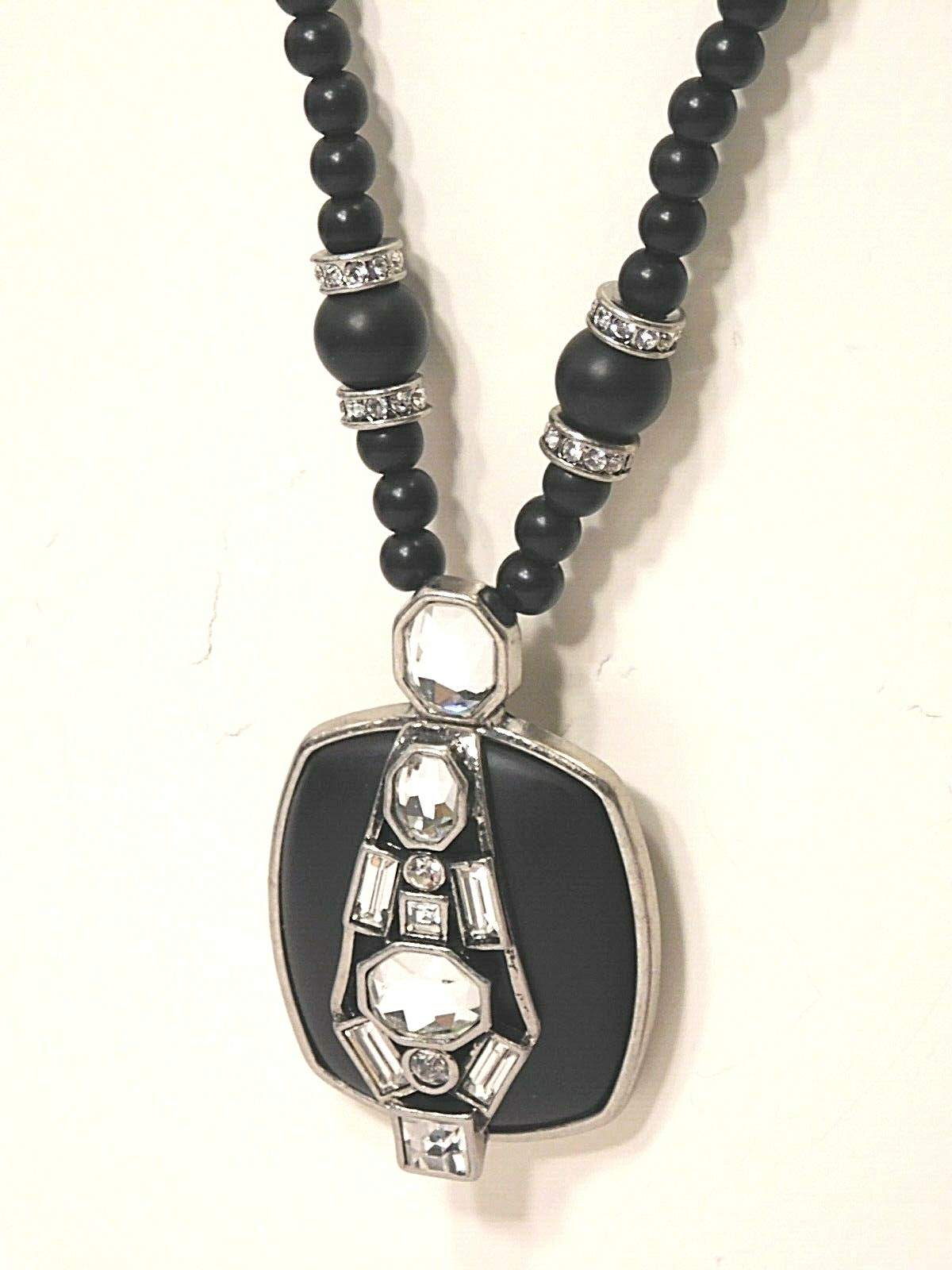 Beautiful Lia Sophia All-Black “TONI ANN” Necklace, 36-39″, Cut Crystals, NWOT