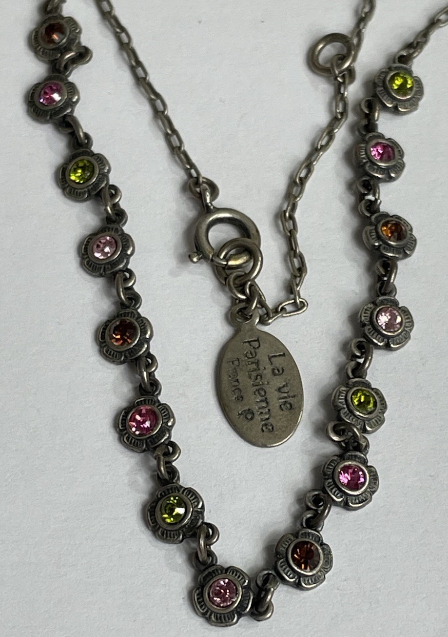 La Vie Parisienne France Flower Station Necklace Multi-colored VTG 16”