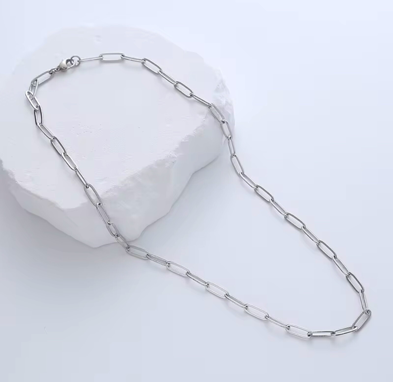 Women Stainless Steel Paperclip Chain Necklace – Stainless Steel Cable Necklace