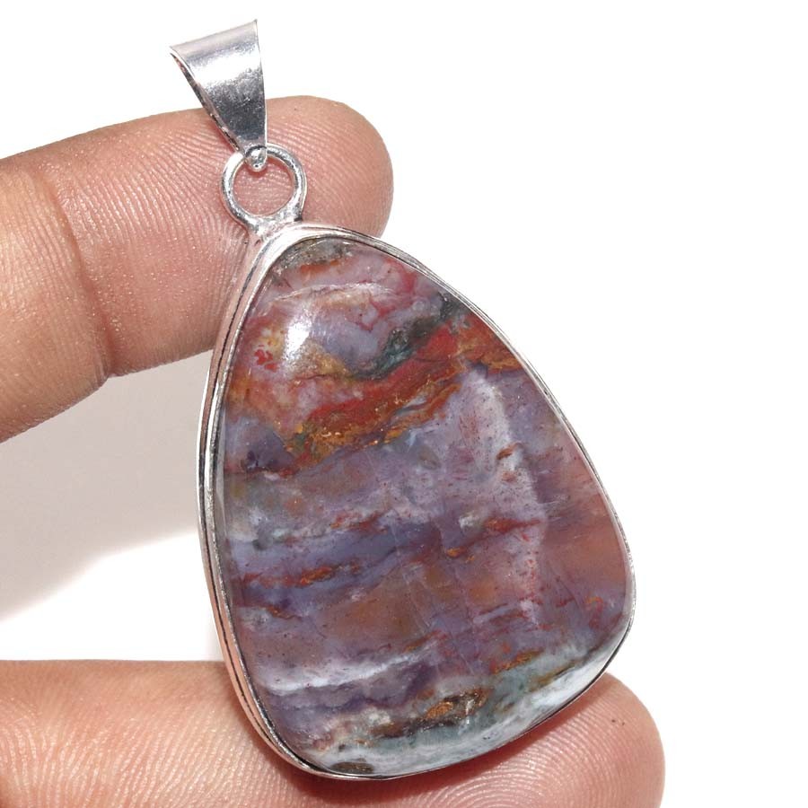 925 Silver Plated West Texas Agate Pendant 2″ Daily Wear Jewelry Trendy GW