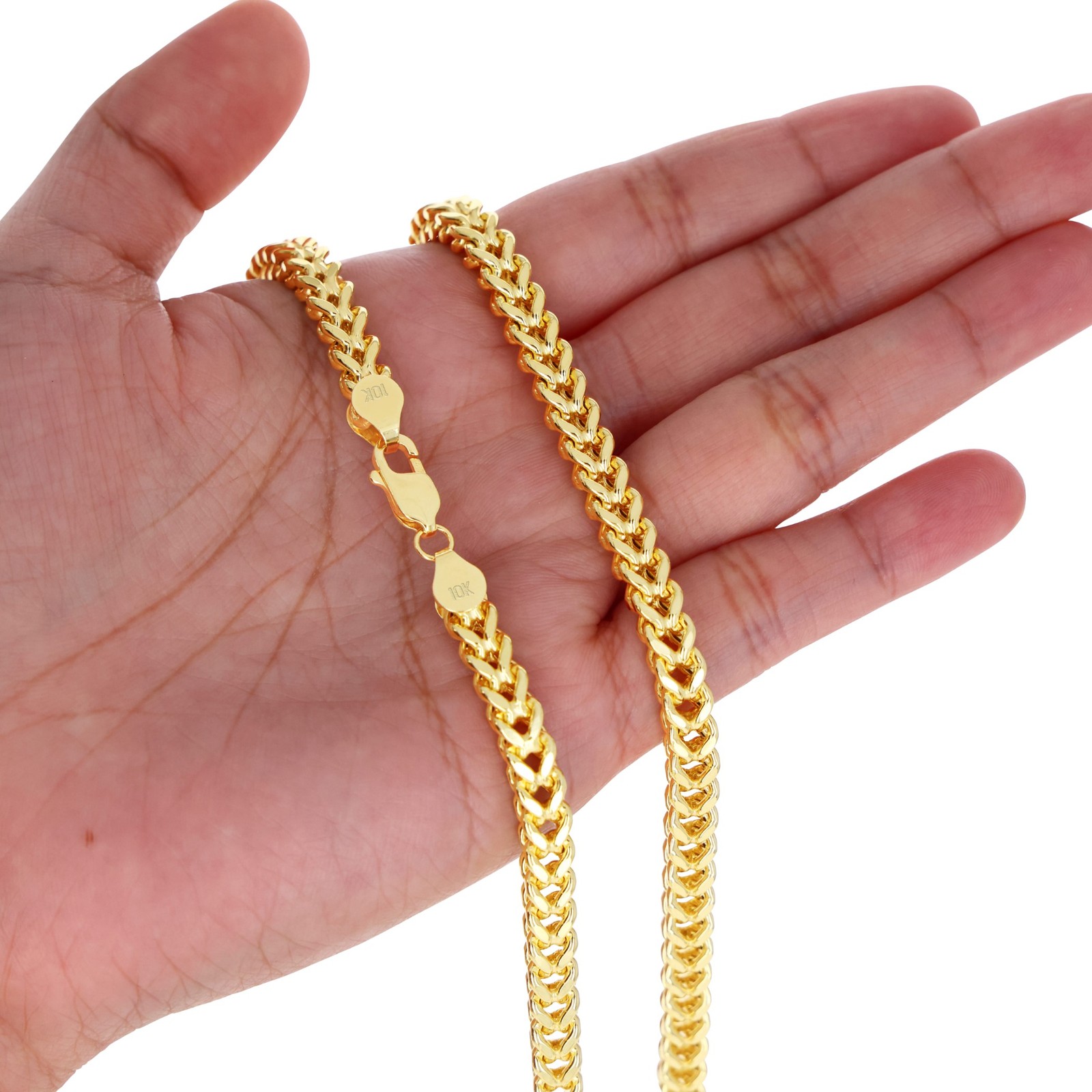 10K Yellow Gold 1.5mm-6mm Franco Square Box Chain Necklace Mens Womens 16″- 30″