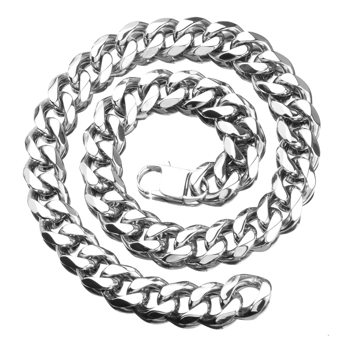 19mm 24″ Silver Heavy Men’s Chain 316L Stainless Steel CURB Cuban Link Necklace