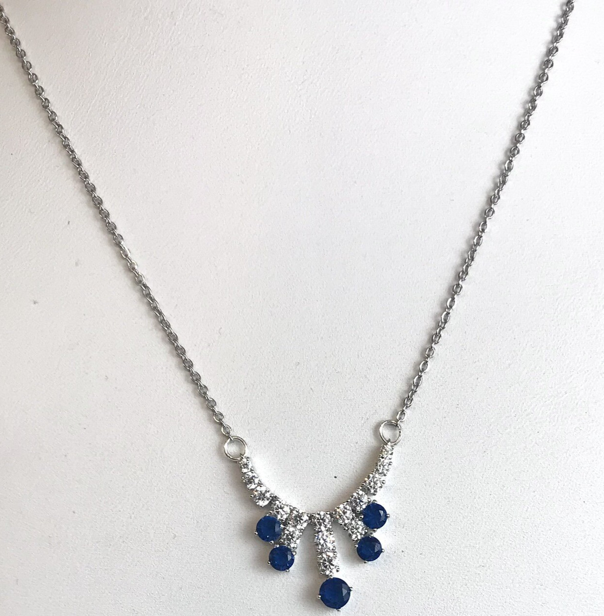 Eliot Danori Silver Tone Blue Cubic Zirconia Drop Necklace $75 NWT