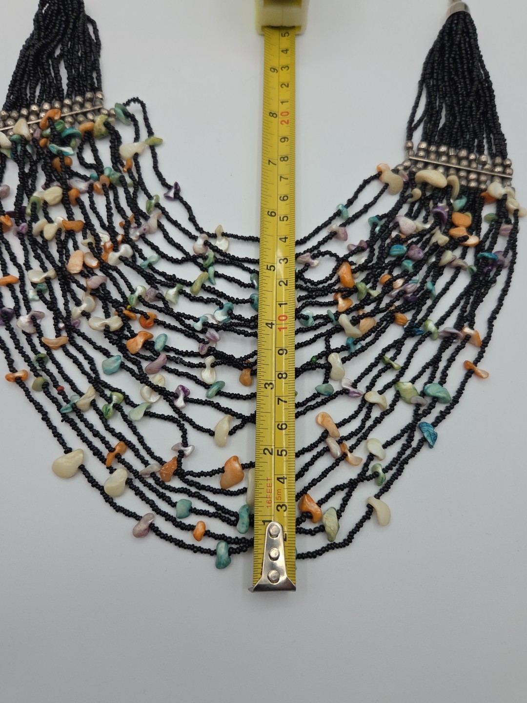 🔥 Boho Tribal Bib Multi-Strand Black Seed/Stone Bead Statement Necklace👁️