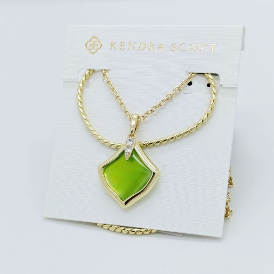 New Kendra Scott Joelle Gold Multi Strand Necklace in Chartreuse Green