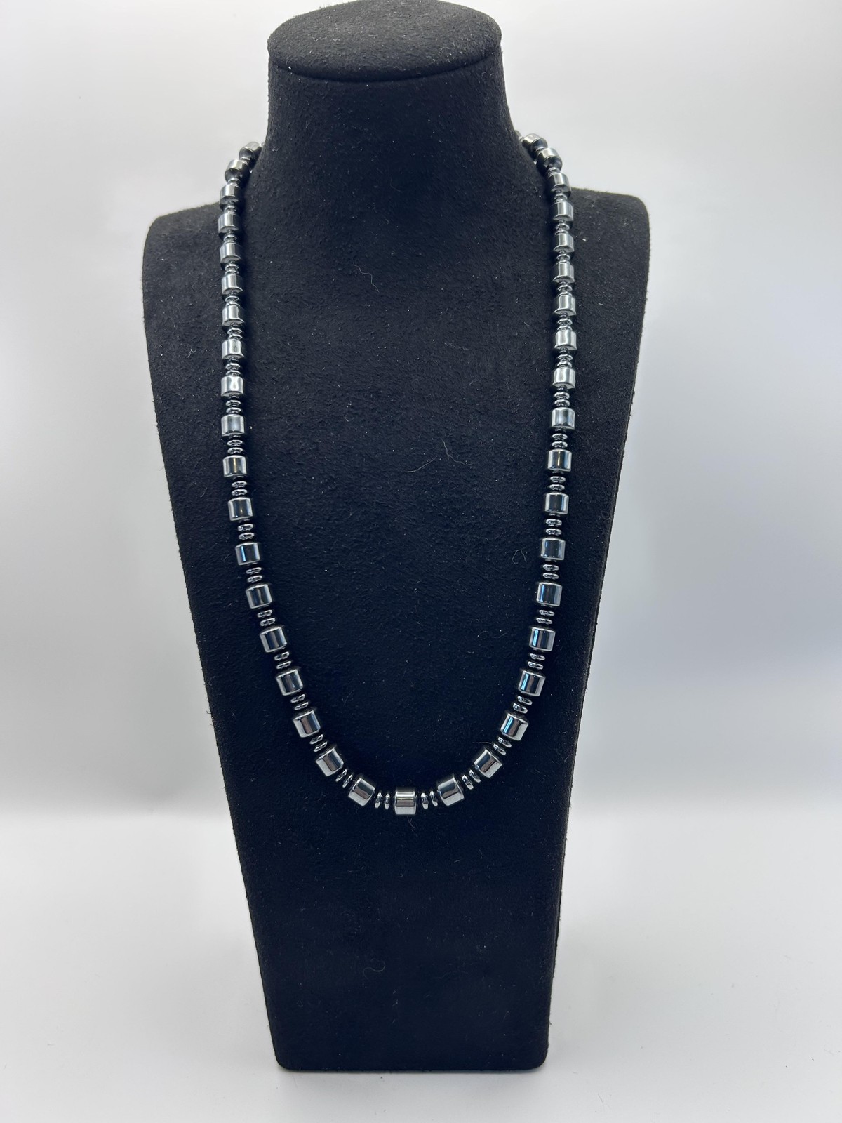 Necklace Gray Hematite Beaded 18 Inch Gemstone Strand Lobster Clasp Jewelry
