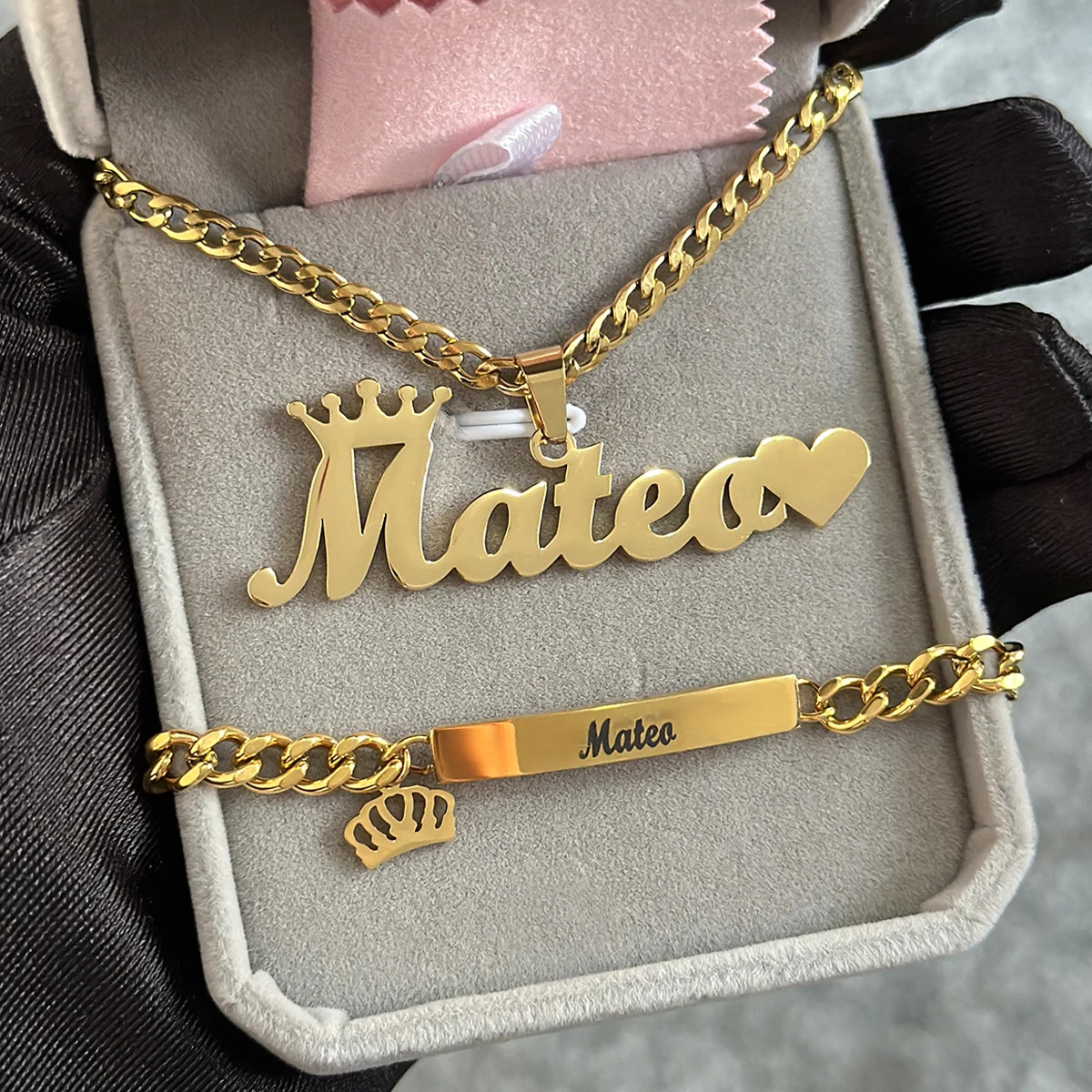 DHQH Original New Custom Name Set Jewelry Stainless Steel Love Crown Name Pendan