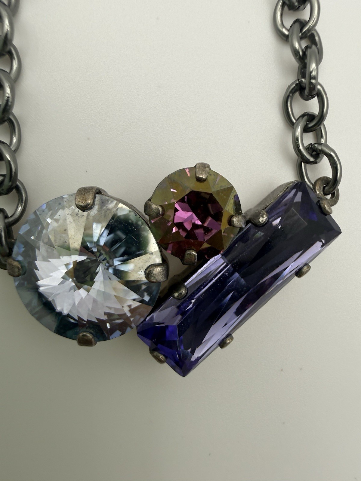 Sabika three-stone Cluster crystal accent necklace Winter 2014 (W14) Collection