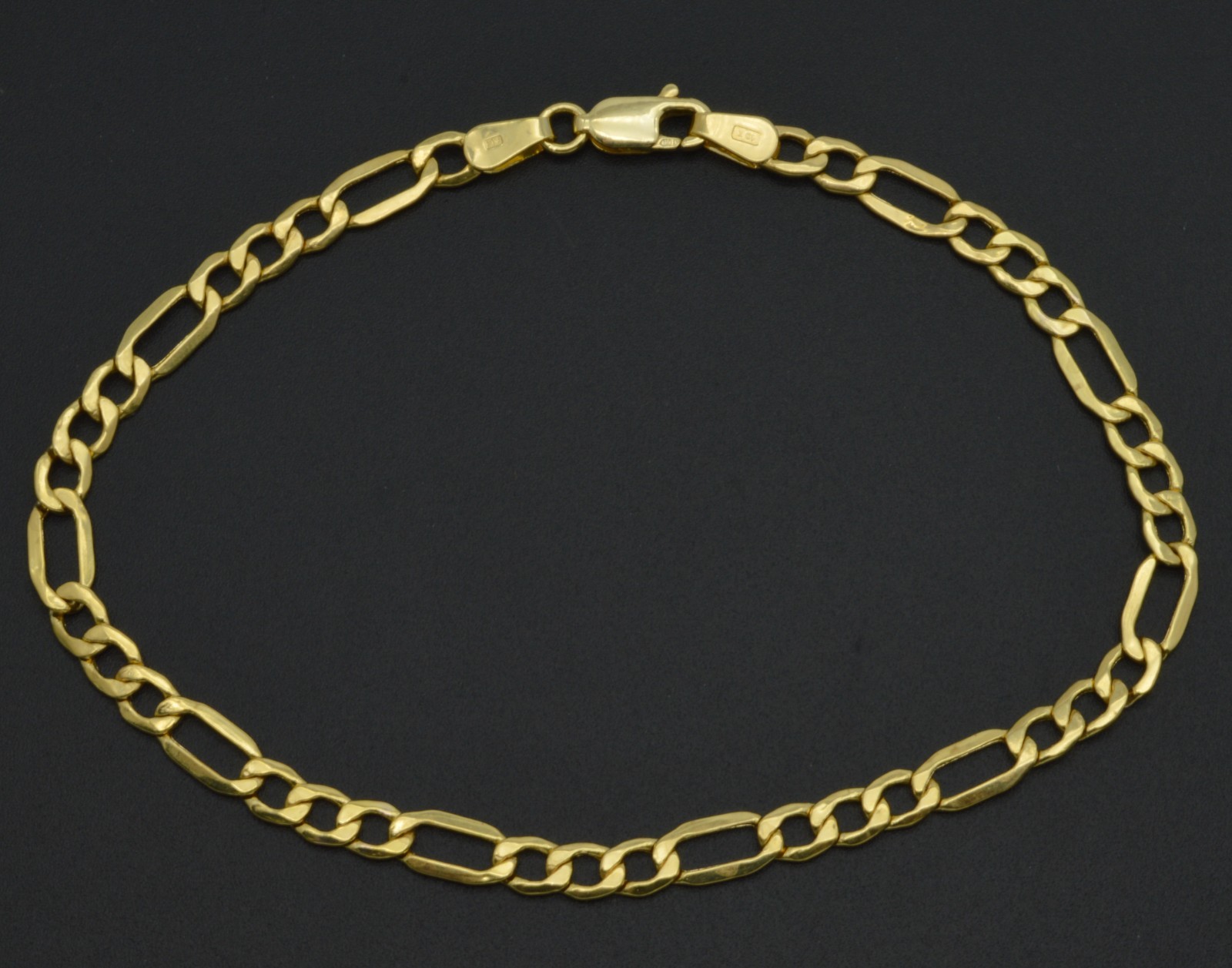 Real 10K Yellow Gold Figaro Link Bracelet 7” 8”