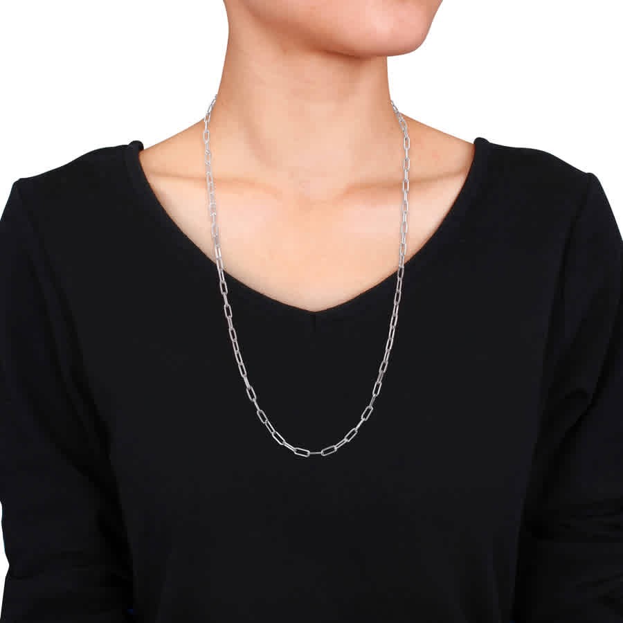 AMOUR 3.5mm Paperclip Chain Necklace In Sterling Silver, 24 In