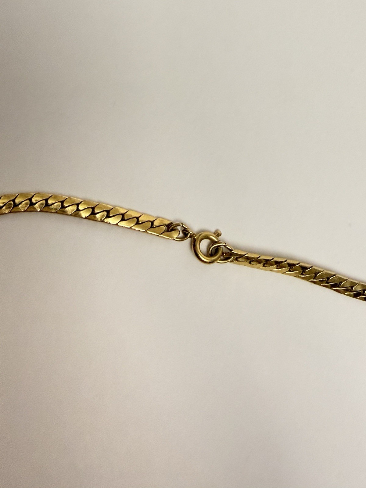 ⁠Vintage Gold Tone Flat Herringbone Snake Chain Knot Loop Statement Necklace⁠