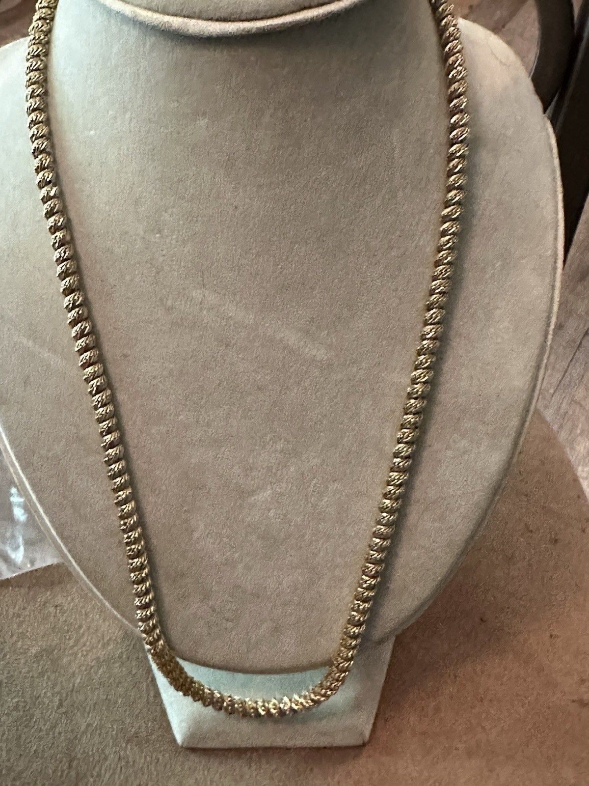 VTG 20” GOLD-PLATED GRANULAR NECKLACE – KOREA -Costume Jewelry