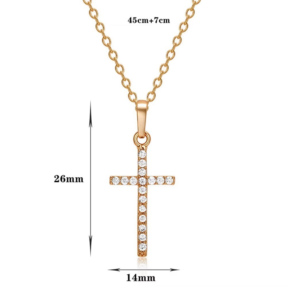 Simple Silver Gold Plated Cross Pendant Necklace Women Men’s Jewelry Gift