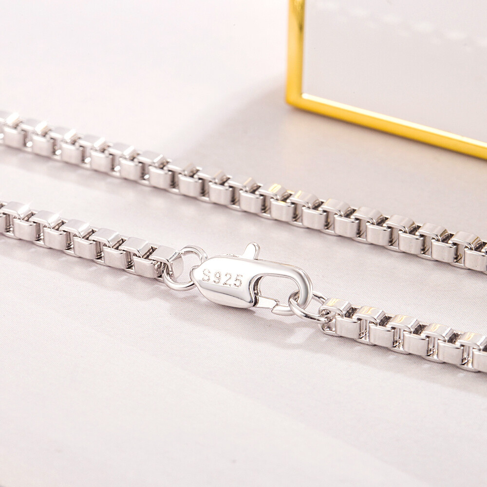 3mm Box Chain Italy 925 Sterling Silver Necklace Curb Chain 16″-30″ Men & Women